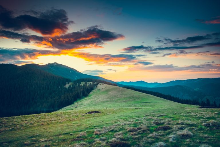 Sunrise over mountain landscape